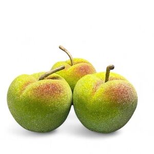 Set of 3 Faux Frosted Beaded Sugared Green Apples